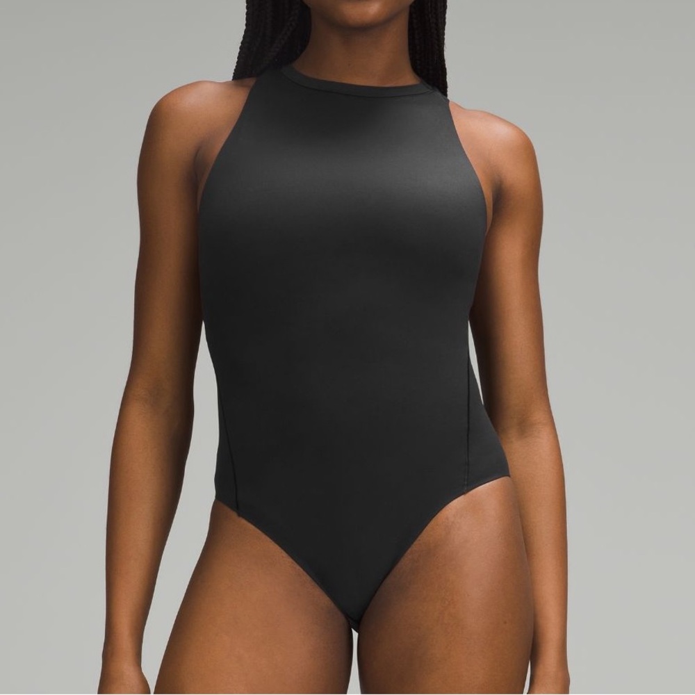 139. Lululemon Wundermost Ultrasoft Nulu High Neck Sleeveless Bodysuit in black